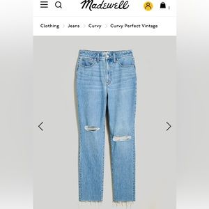 Madewell Curvy Perfect Vintage Jean, size 33